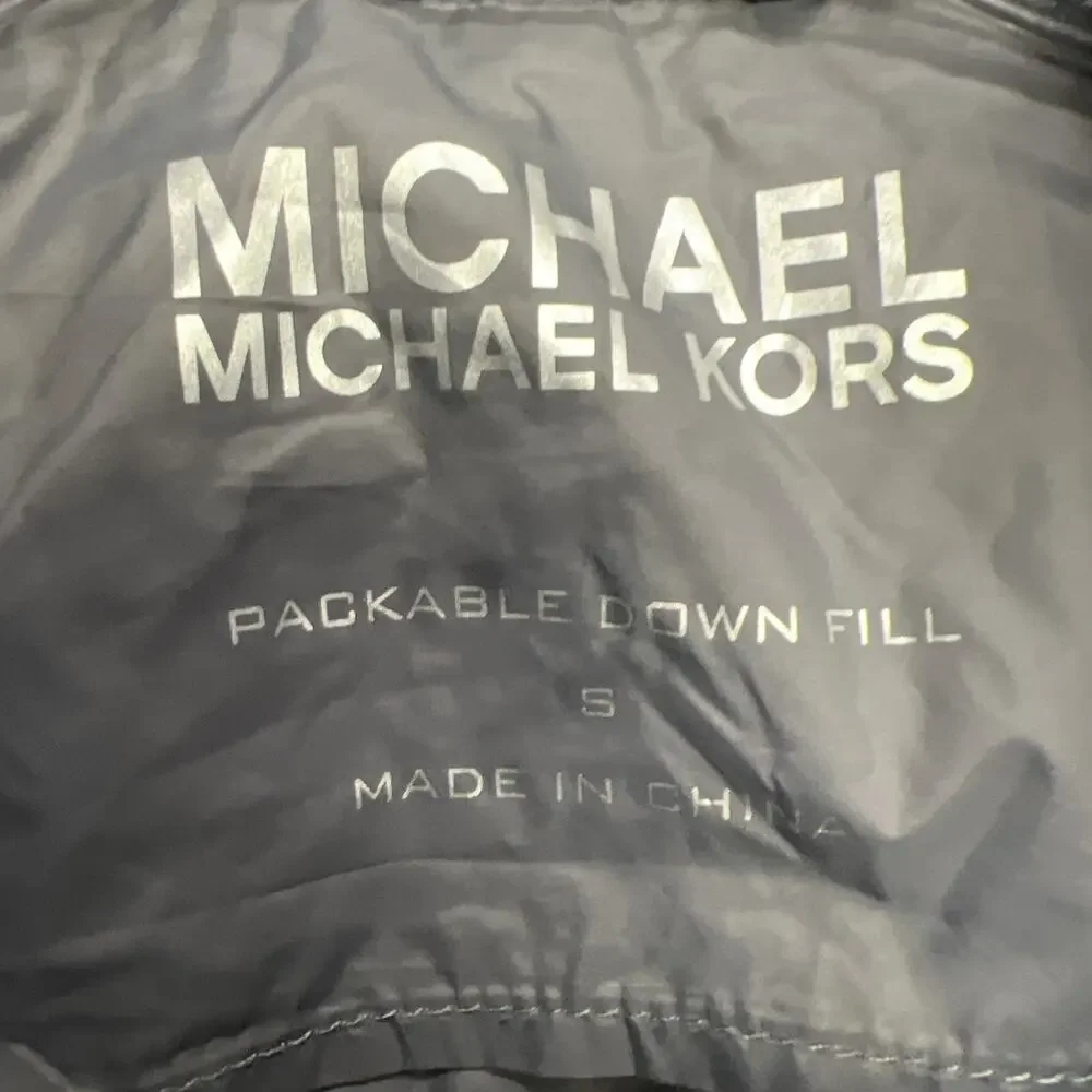 Michael Kors Packable Down Puffer Vest Blue Full Zip Goose Down Womens Sz Small